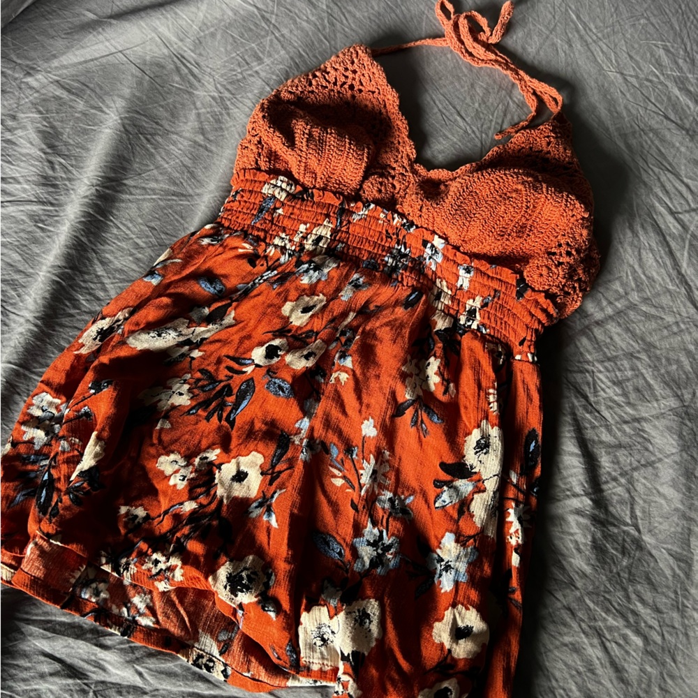 American Rag Orange Floral Halter top NWT XXS